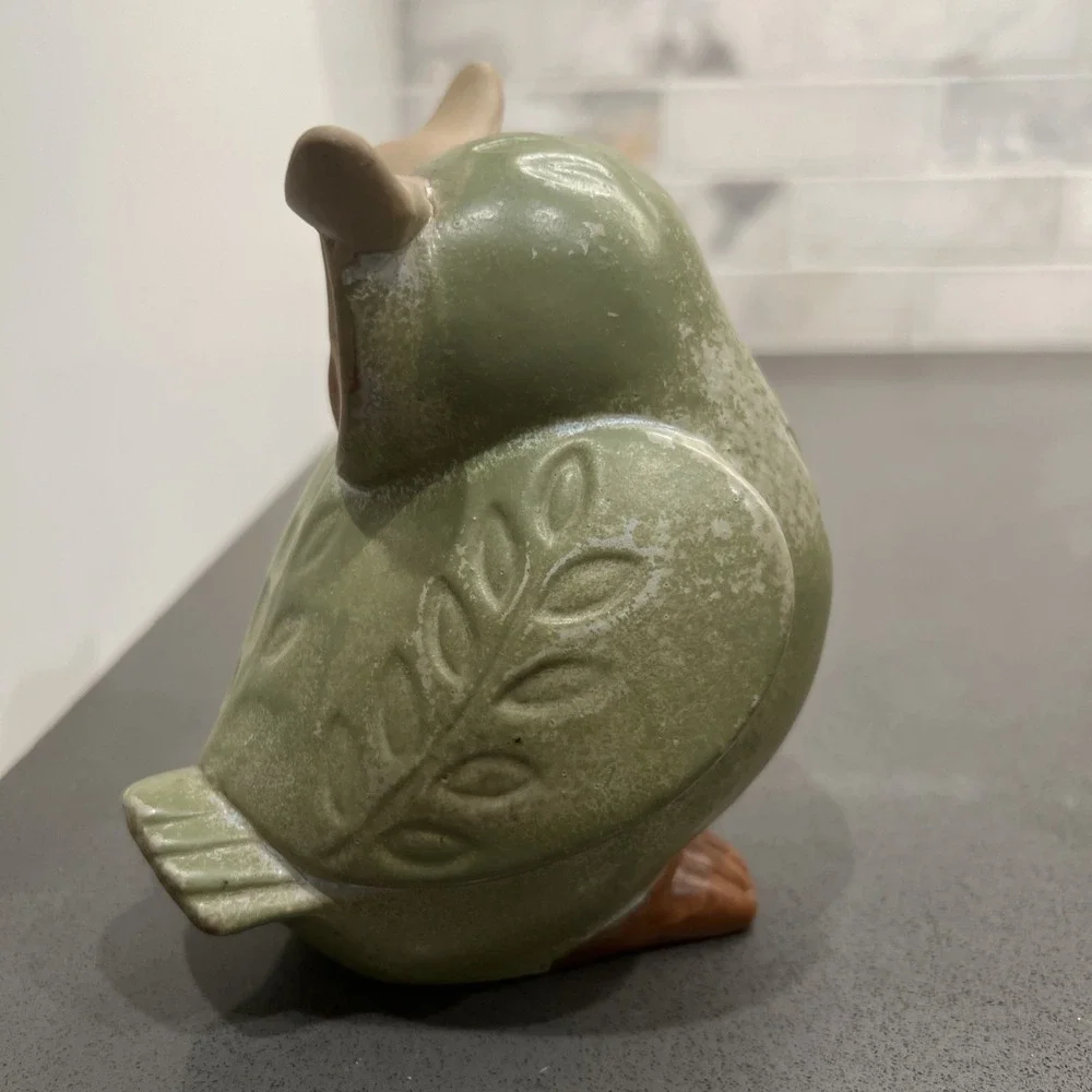 2 Green b+B Owl 5.5 Inches Tall Planter and Statue